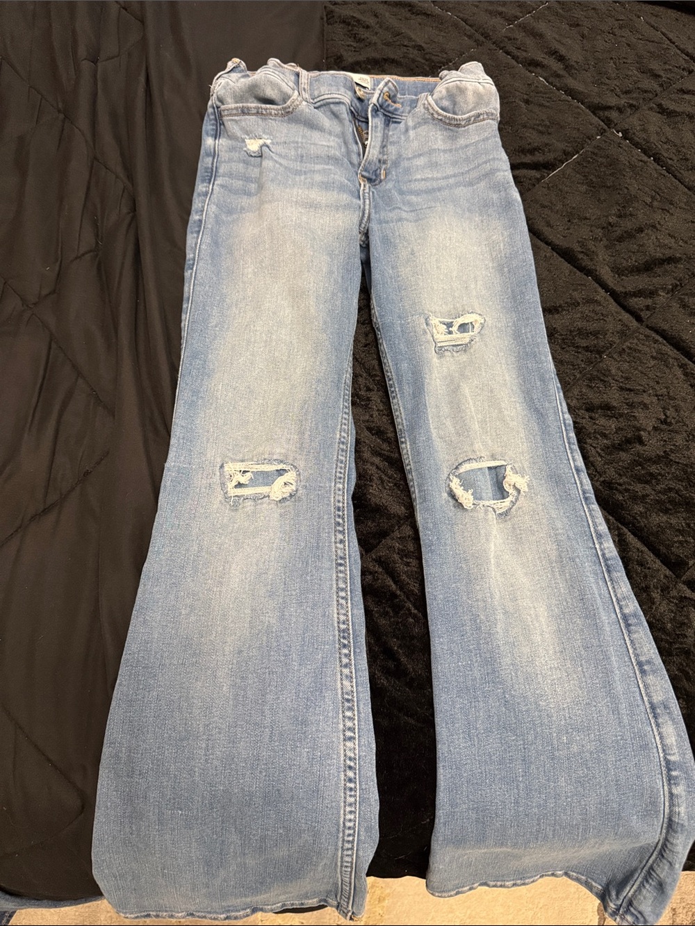 abercrombie kids Light Blue Distressed Flare Jeans